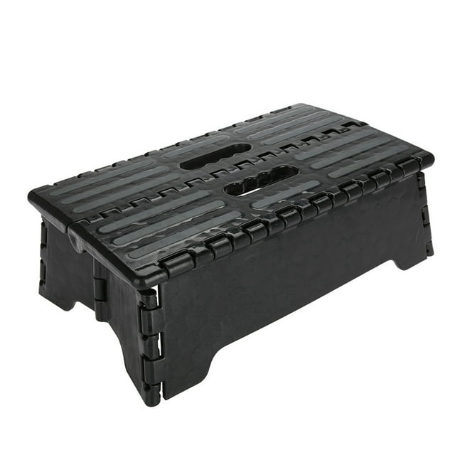 Taburete plegable portátil con escalones de color negro para uso en el baño, viajes, para personas mayores y embarazadas