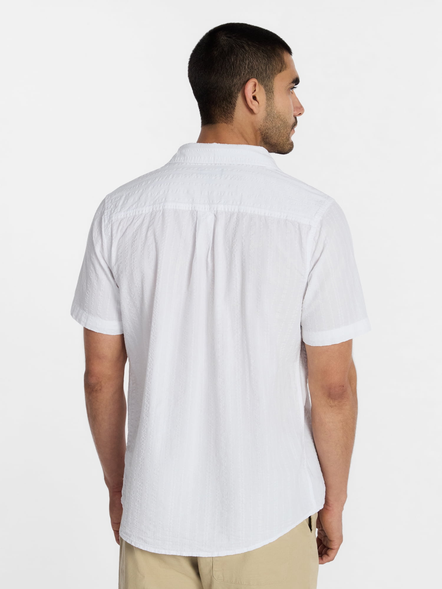 George Men's and Big Men's Modern Fit Poplin Button Up Shirt with Short Sleeves, Sizes XS-3XL