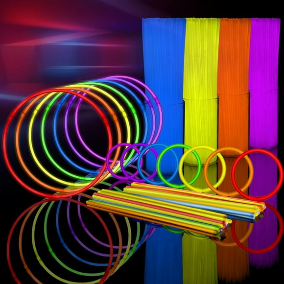 100 Glow Stick, Glow Party Supplies with Connectors to Make Glow Necklaces, Neon Bracelets, Mixed Color Light Sticks, Suitable for Dance, Wedding Favors or Party Fillers