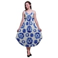 thumbnail image 1 of Bimba Robe Imprimée Florale Teinture sur Nœuds pour Femmes Bretelles Spaghetti Col en V Midi Plage-Large, 1 of 1