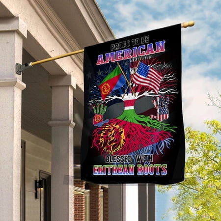 Flag Proud American Eritrean Root U.S Eritrea Friendship Garden Flag, Double-Sided Decorative Outdoor Flag, Patriotic Polyester Yard Flag 12 x 18 in