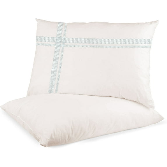 BedDecor 2-Pieces Bling Rhinestone Applique Trims Decorative Pillow Shams for Bed Home Decoration (Oversized King - 20" x 40", Ivory)