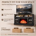 thumbnail image 3 of PAPROOS Fireplace TV Stand with LED Lights for 65" TVs, Electric Entertainment Center with 23'' Fireplace, for 400 Sqt Heating Area,Black Tabletop&Black Cabinets, 3 of 9