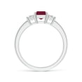 thumbnail image 2 of ANGARA Natural 1 ct Ruby and Diamond Three Stone Ring in 14K White Gold for Women (Size-7x5mm) | July Birthstone, Birthday, Anniversary, Jewelry Gift for Women | Natural Ruby Ring, 2 of 10