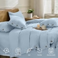 thumbnail image 2 of 600-Thread Count 100% Egyptian Cotton 3-PCs Light Weight Duvet Cover Set , ( Coconut Button Closure & Corner Ties ) - Super King Plus Size ( 120" x 120" ) Inches, (Light Blue), 2 of 2