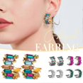 thumbnail image 3 of Color Rhinestone Earring Simple C-shape Crystals Ear Dangler for Women, 3 of 5