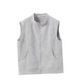 thumbnail image 2 of Coats for Women Sleeveless Zipper Round-Neck Pockets Winter Regular Solid Jackets,Womens Coats Plus Size Gray XXXXXL, 2 of 5