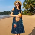 thumbnail image 4 of Daiia Solar System And Planets Print Women's Dresses 2025 Trendy Short sleeve Dresses Casual Baggy Flowy Maxi Sun Dresses, 4 of 6