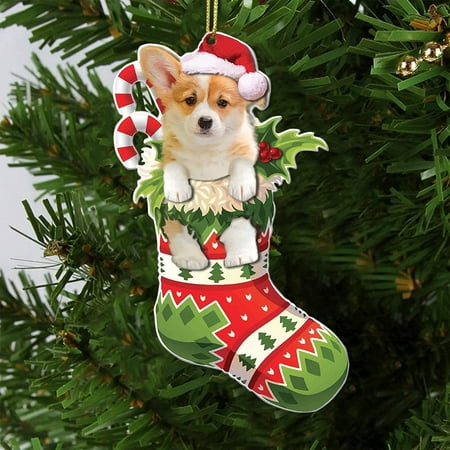

New Fun Pet Dog Christmas Tree Decorations Creative Car Interior Pet Dog Flat Pendant