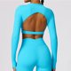 thumbnail image 4 of Nuevas camisas de Yoga de manga larga para mujer, Top corto de gimnasia para entrenamiento, Top acolchado para ejercicio, Top de Yoga, ropa de gimnasio con realce, ropa activa, 4 of 5
