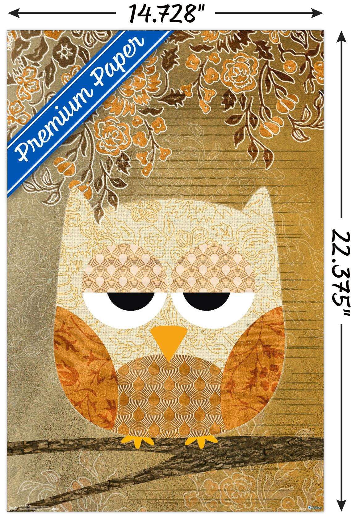 Artistic Antique Owl Wall Poster, 14.725" x 22.375"