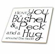 3dRose I love you a bushel and a peck. White and Black. - Ceramic Tile, 6-inch