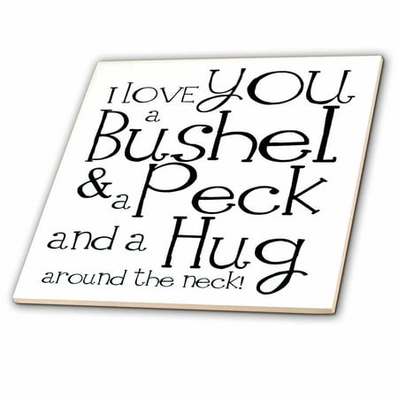 3dRose, I love you a bushel and a peck. White and Black., 6 Inch Ceramic Tile