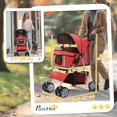 thumbnail image 2 of Poussette pour Animaux à 4 Roues, Transporteur pour Chien et Chat, Pliable, Auvent Pare-Soleil avec Frein, Rouge, 2 of 6