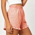 thumbnail image 5 of WXLWZYWL Women Plaid Pajama Shorts Elastic High Waist Ruffle Hem Lounge Sleep Shorts with Side Pockets Summer Casual Bottoms, 5 of 6