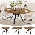 thumbnail image 4 of Extendable Round Dining Table Set for 4 People, 43.3"-59.1" Extendable Kitchen Table with 4 Upholstered Chairs, Space Saving for Kitchen Dining Room (Walnut Table+4 U-Shaped White Chairs), 4 of 14