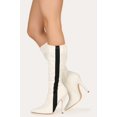 thumbnail image 3 of Women's Side Stripe Pointy Toe Stretchy Stiletto Knee High Boots - White Leatherette (Size: 8.5), 3 of 4