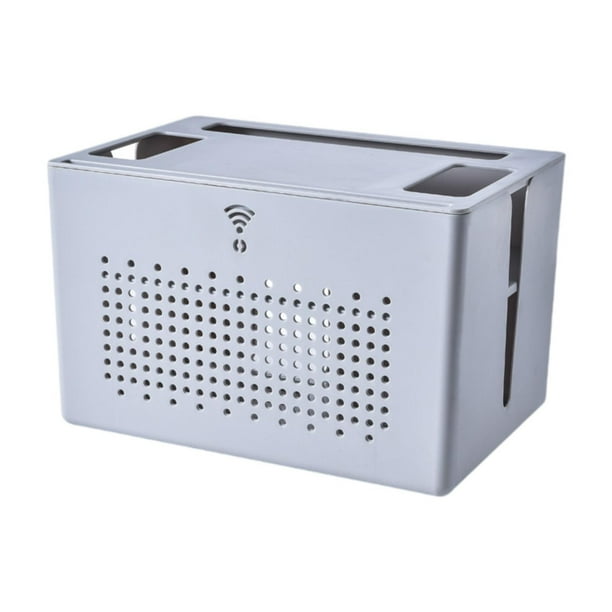 Caja de almacenamiento para enrutador, organizador de escritorio portátil multifuncional, regleta de enchufes, cable Gris