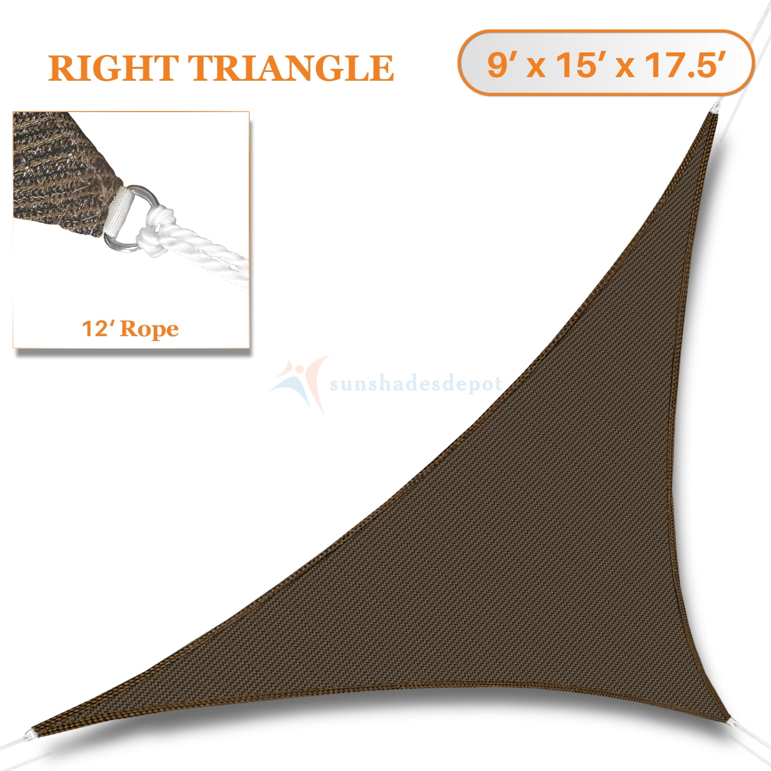 Sunshades Depot 9 X 15 X 17 5 Sun Shade Sail Right Triangle Permeable Canopy Brown Custom Size Available Commercial Standard Walmart Com Walmart Com