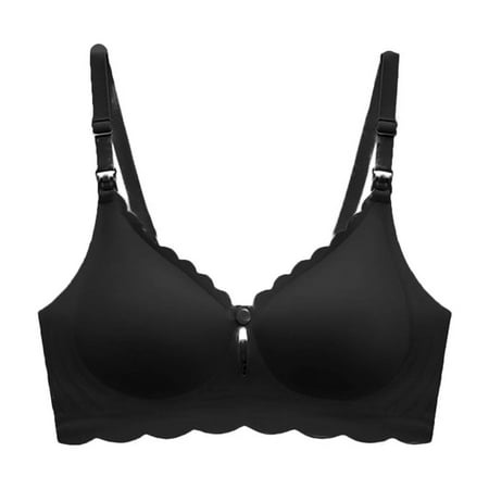 Bcresic Nursing Maternity Bra for Women Pregnancy Breastfeeding Bralettes Seamless Button Underwear Comfortable Sleeping Bras with Adjustable Strap Clearance Deals Black Small