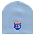 thumbnail image 5 of Interstate Highway 40 Sign Embroidered 8 inch Acrylic Short Blank Beanie - Light Blue OSFM, 5 of 5