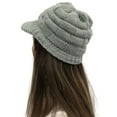 thumbnail image 2 of Herrnalise Women Casual Solid Stitching Outdoor Plush Hats Crochet Knit Beanie Cap, 2 of 3