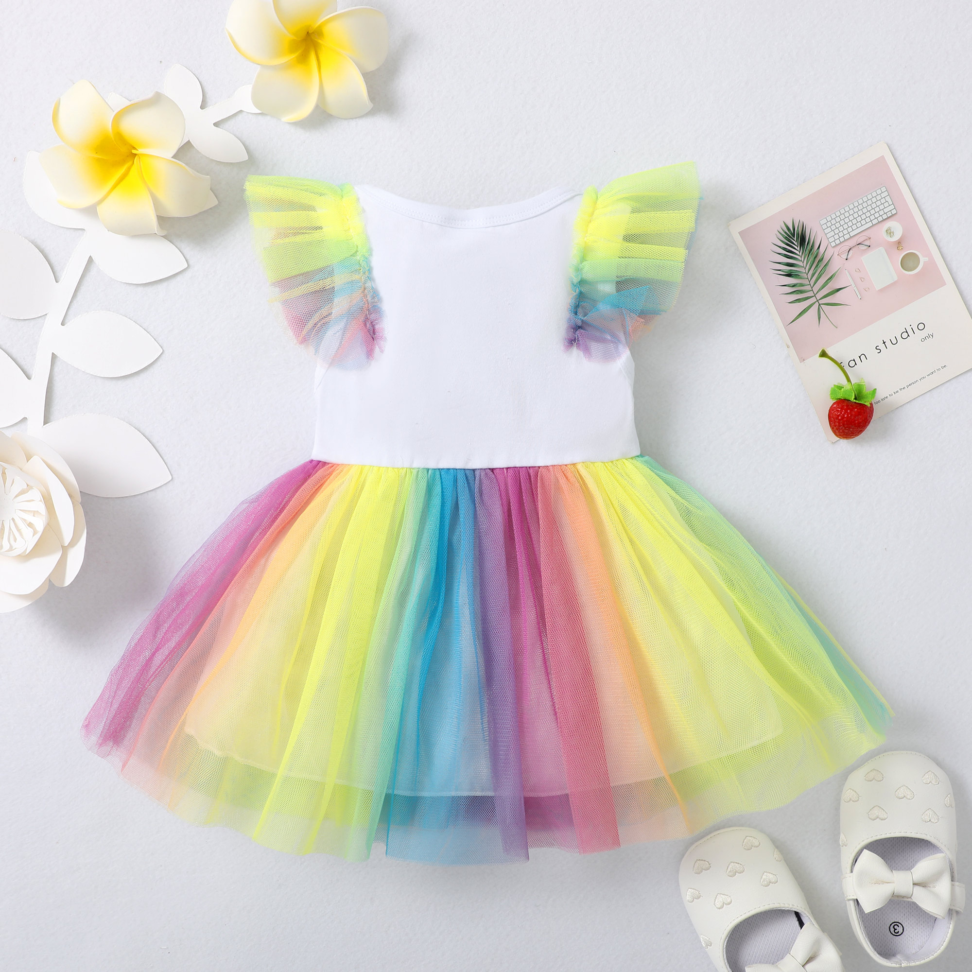 Infant Baby Girl Dress Cute Baby Girl Clothes Sumer Baby Girl Dress Tutu Dress Baby Dress for Girls 6-12 Month Yellow 1 year old girl Dress