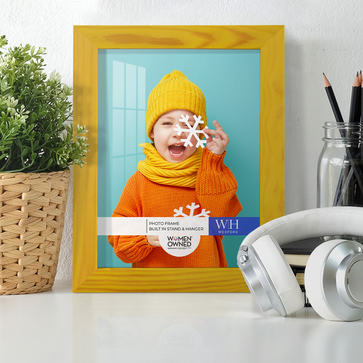 Woodgrain 6 in. x 8 in. Sunflower Yellow Picture Frame Set (Set of 4)