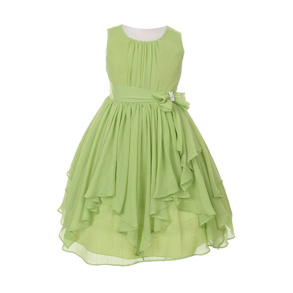 Girls Lime Green Chiffon Bow Sash 