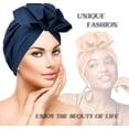 thumbnail image 6 of Stretch Turban Hats African Double Layered Headwraps Soft Pre-Tied Bonnet Hair Wrap Ruffles Turbans for Black Women, 6 of 7