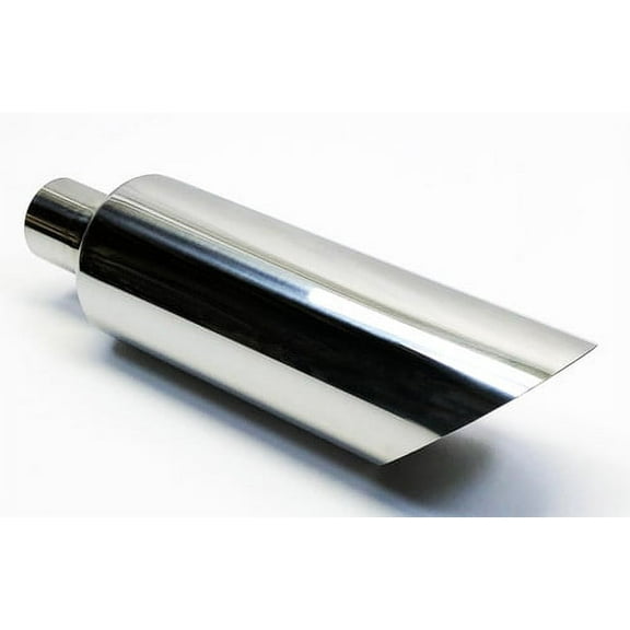 Exhaust Tip 5.00" Dia X 18.00" Long 2.50" Inlet Slant  Polished Stainless Wesdon Exhaust Tip