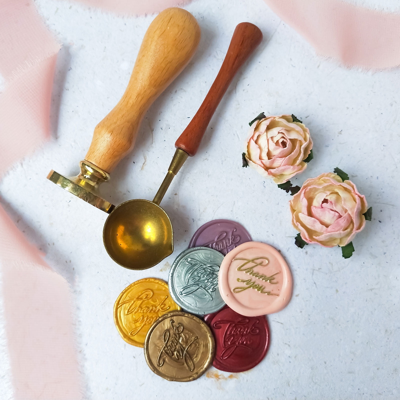 Unique Bargains Vintage Retro Brass Head Blank Wax Seal Stamp for Letter Sealing 3Pcs