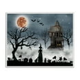 thumbnail image 2 of Stupell Industries Halloween Witch Silhouette in Full Moon Haunted House Scene Graphic Art Framed Art Print Wall Art, 30x24, By Grace Popp, 2 of 5