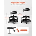 thumbnail image 2 of VEVOR Tabouret d'Atelier Roulant Hauteur Réglable Siège de Garage Charge 300 Lb avec Roulette, 2 of 9
