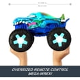 thumbnail image 3 of Hot Wheels Toy Truck Monster Trucks RC, Oversized Remote-Control Mega-Wrex Alive in 1:15 Scale, 3 Modes of Play with Interactive Lights & Sounds, 3 of 5