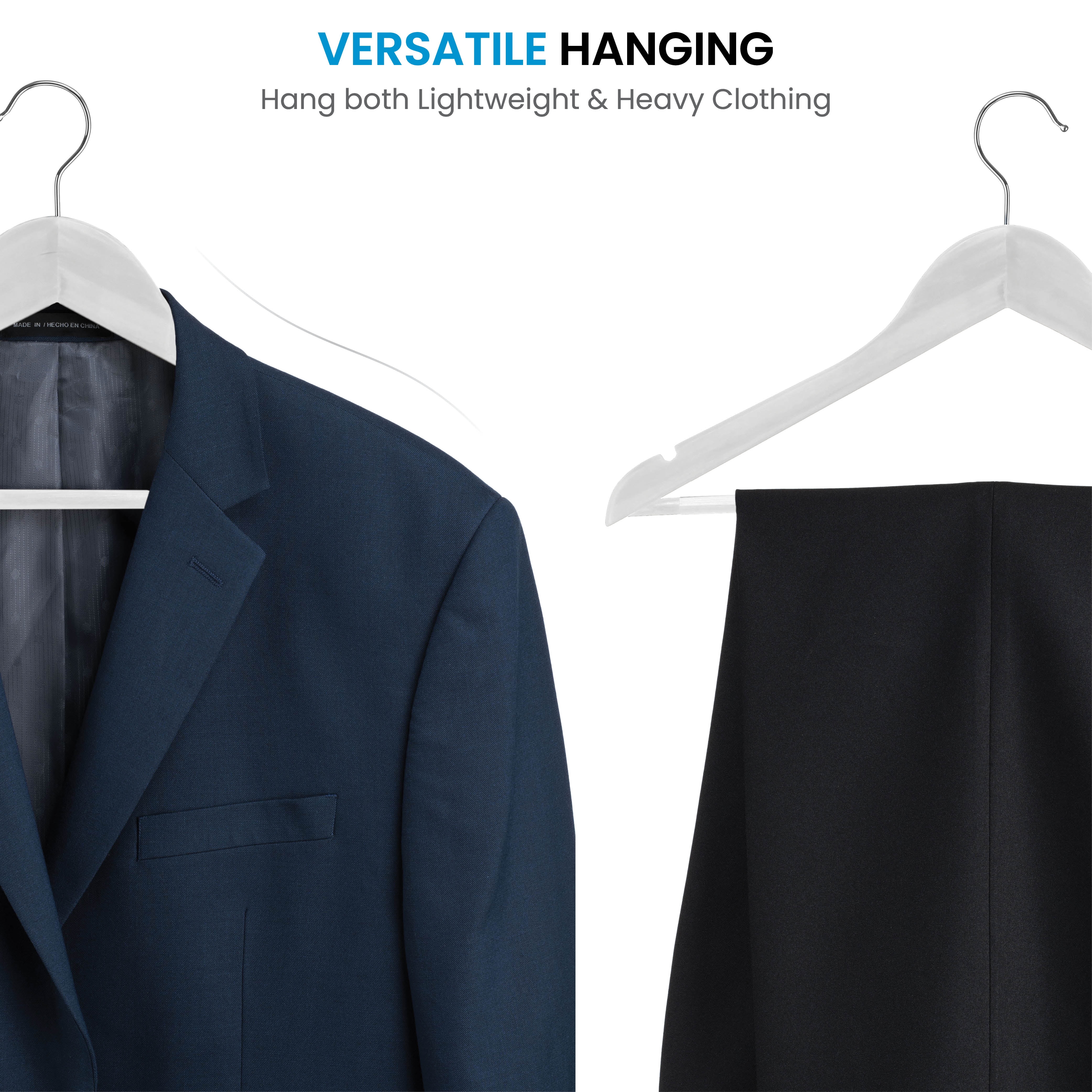 HOUSE DAY High-Grade Suit Hangers, Wide Shoulder Wooden Hangers with Non  Slip Pants Bar, Smooth Finish 360° Swivel Hook Solid Wood Coat Hangers for