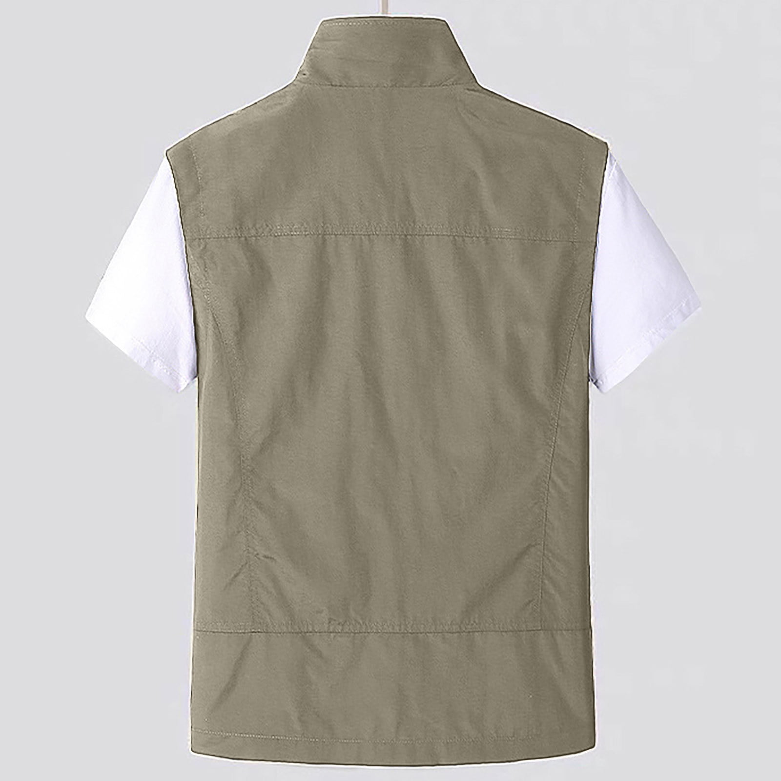 JNGSA Men's Lightweight Vest Sleeveless Windproof Jacket with Zipper Pcoket Sports Vest for Cycling Travel Hiking Running Golf Khaki L
