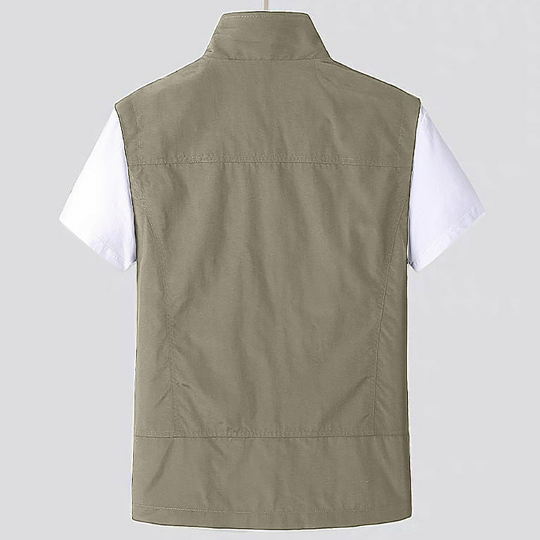 Xysaqa Men's Casual Fishing Travel Utility Vests Men Big & Tall Lightweight  Outdoor Work Photo Vests Jacket Multi Pockets M-5XL 