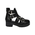 thumbnail image 2 of Breckelle BK63 Women Leatherette Buckle Strappy Round Toe Gladiator Platform Bootie, 2 of 5