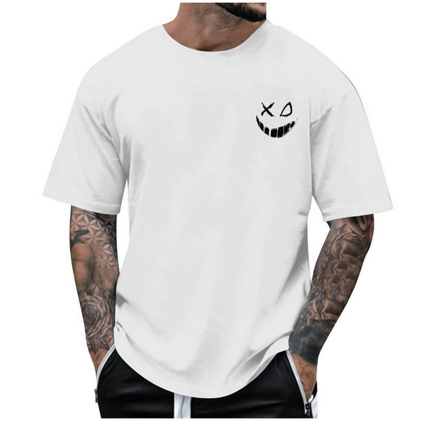 Camisetas de Cuello de la Tripulación de los Hombres de Poliéster Impreso en Seco Rápido, Cuello Redondo de Corte 3D para Gimnasio, Carrera, Ciclismo Y Ocasional