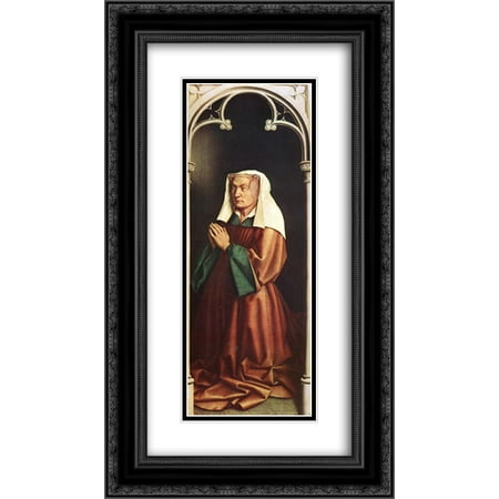 Van Eyck Ghent Altarpiece - Jan van Eyck 2x Matted 14x24 Black Ornate Framed Art Print 'The Ghent Altarpiece: The Donor's Wife'