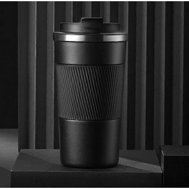 Taza de viaje de acero inoxidable con aislamiento al vacío para bebidas frías y calientes - Negra - 510 ml