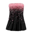 thumbnail image 4 of Women's Plus Size Tube Tops Strapless Blouse Pleated Sleeveless Stretchy Sleeveless Flare Hem Tube, 4 of 5