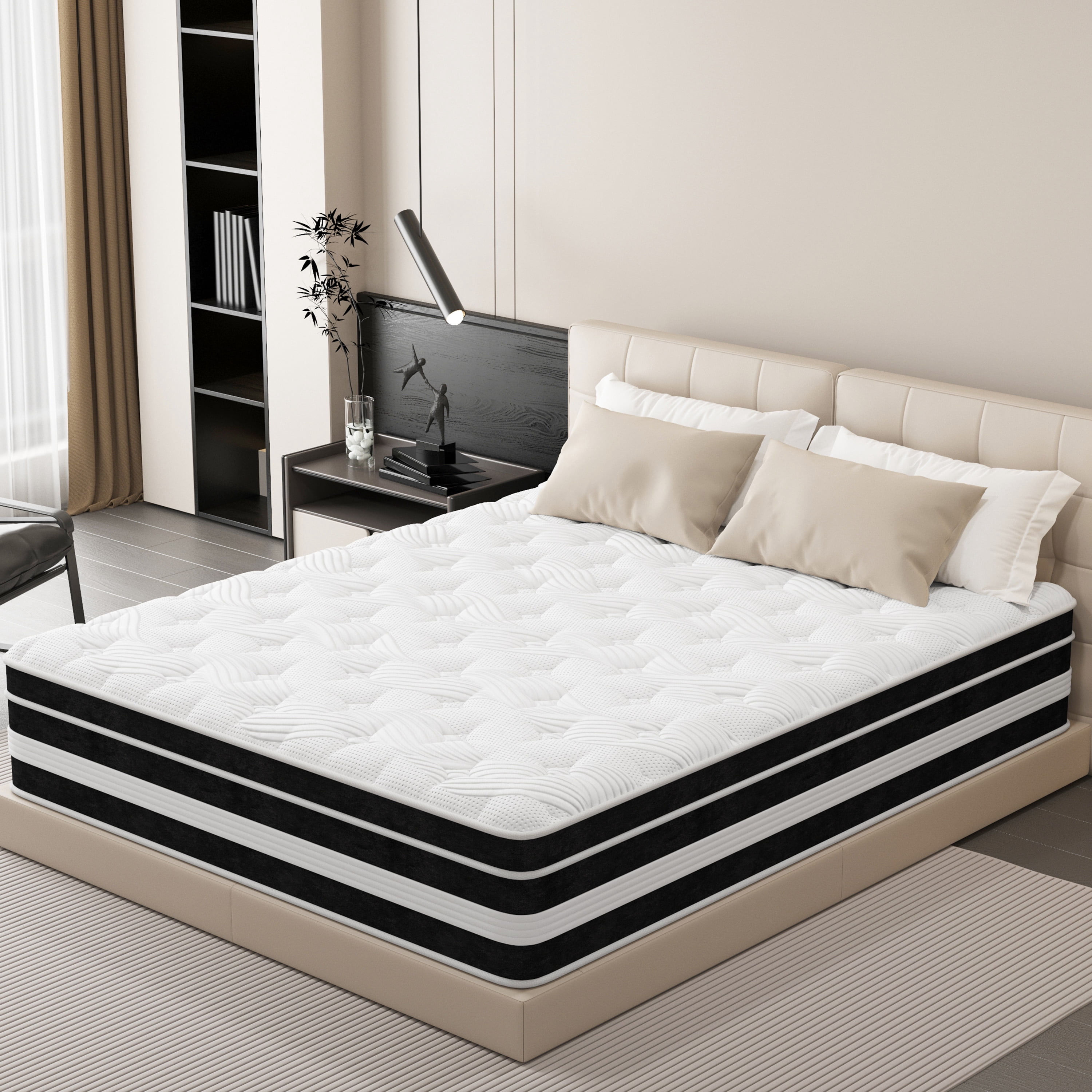 10 inch King Mattress,Gel Memory Foam & Spring Hybrid Medium Comfort King Size in a Box , Pressure Relief, Motion Isolation,CertiPUR-US