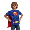 thumbnail image 2 of Superman Costume Boy's Blue Crew Neck Short Sleeve Cosplay T-shirt With Detachable Cape-18, 2 of 6