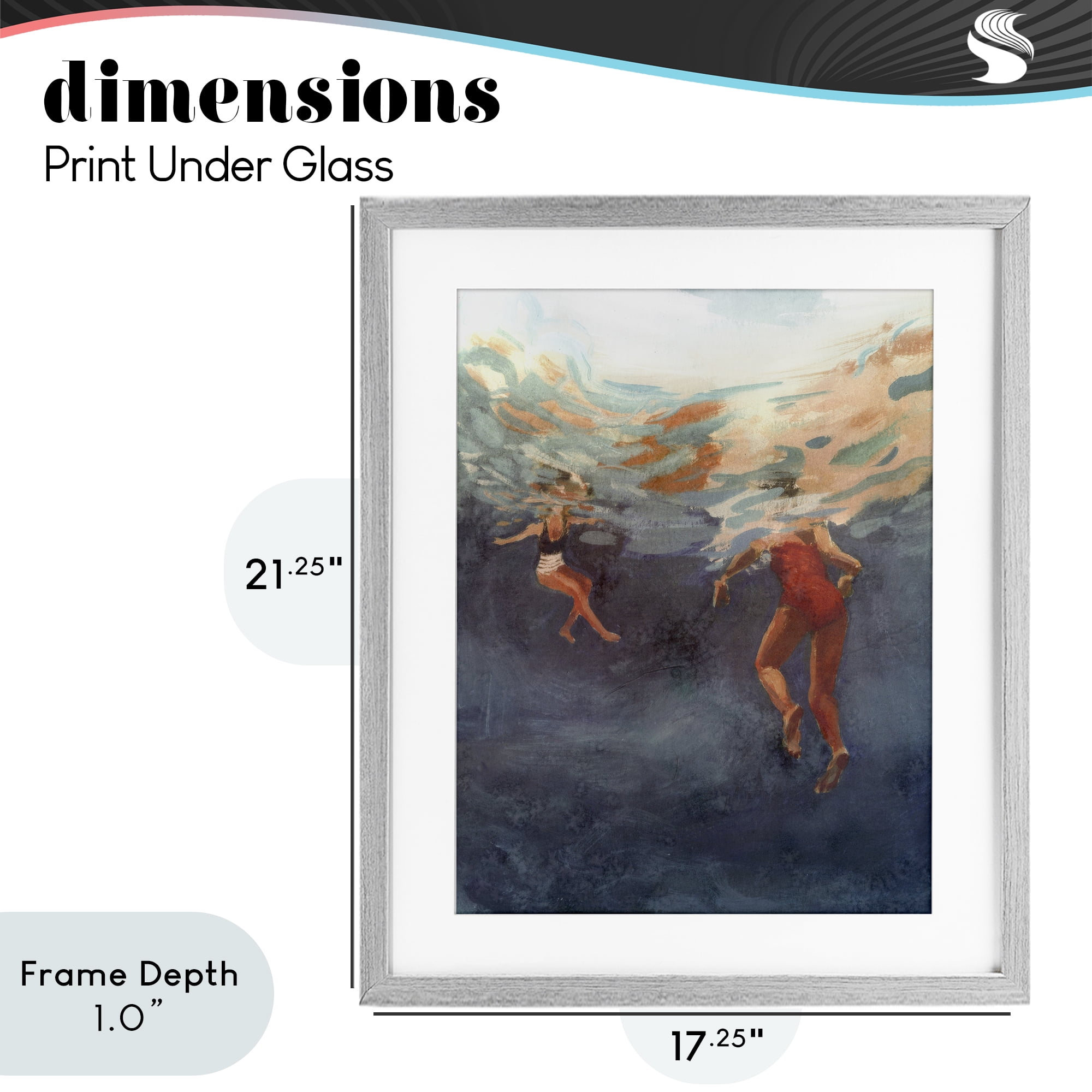 Stupell Industries Summer's Dance Swimmers Gray Framed Print Under Glass, design by Victoria Barnes