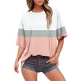 thumbnail image 2 of Women's Short Sleeve T-shirt Summer Tops For Women Short Sleeve Crewneck Oversized T Shirts Trendy Solid/Flower Printed Beach Vacation Clothes,Gold Women's Short sleeve T-shirt XXL, 2 of 6