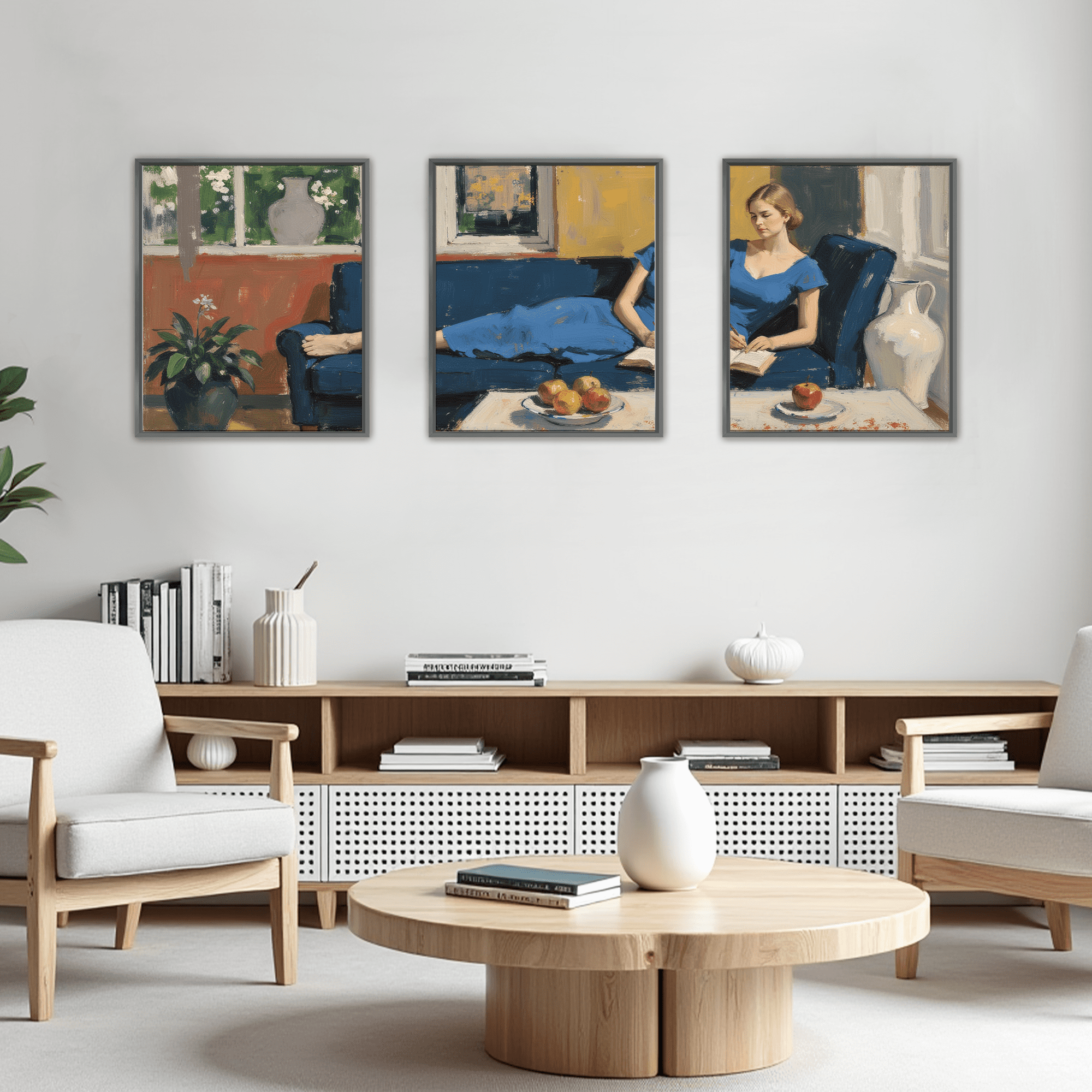 MAYEERTY Modern Abstract Wall Art Painting, Living Room Decor, Black Aluminum Alloy Frame, 15.7"x11.8"