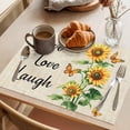thumbnail image 3 of Sunflower Placemats Set of 6 Watercolor Summer Botanical Butterfly Place Mats Indoor Wipeable Table Mats Washable Cloth Dining Table Placemats for Kitchen Holiday Party Home Decor 13x19 Inch, 3 of 9