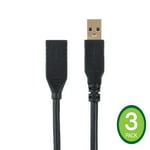 Monoprice USB-A to USB-A (F) 3.0 Cable - 0.5 Meter - Black (3 Pack) for PlayStation, Hard Drive, Xbox, USB Flash Drive, Card Reader, Keyboard, Scanner, Printer - Select Series